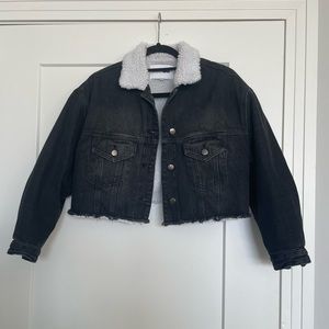 NWOT Cropped Black Denim Jacket